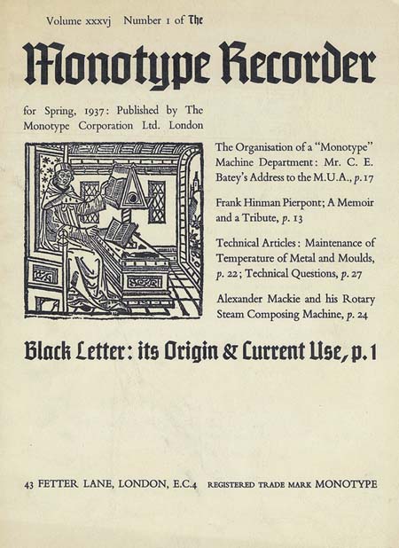 Blackletter Monotype Recorder