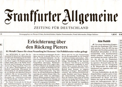 FAZ, cabeçalho da Frankfurter Allgemeine Zeitung